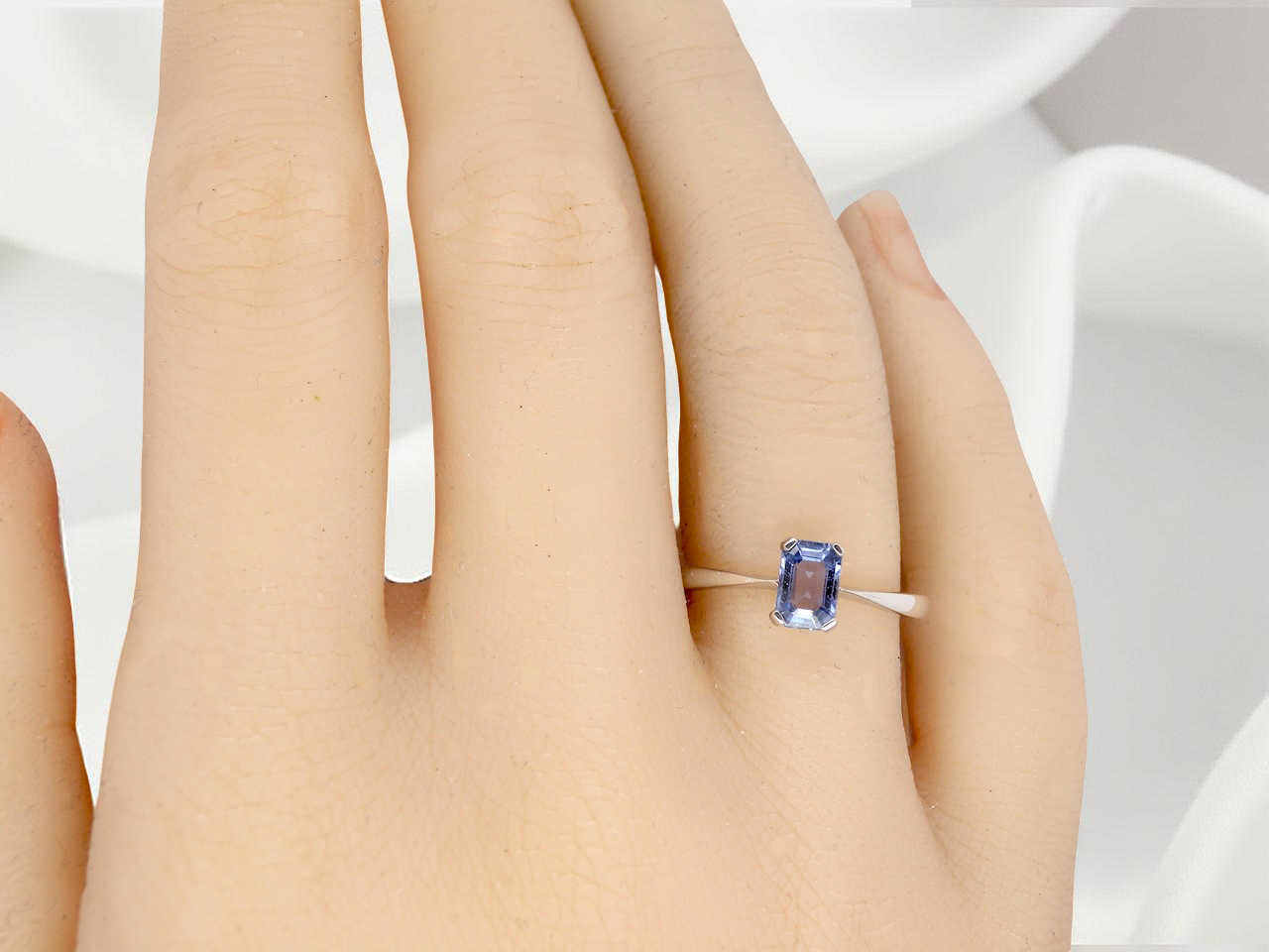 A solitaire Sapphire ring