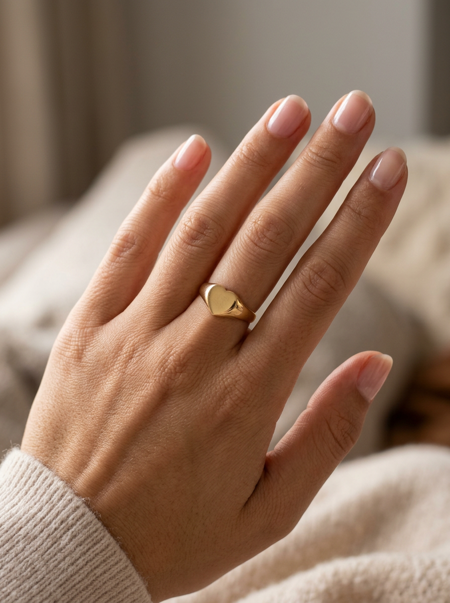 hand A very unusual signet ring, hallmarked in Birmingham in 1900.

The head is heart shaped and measures 11x10mm. 