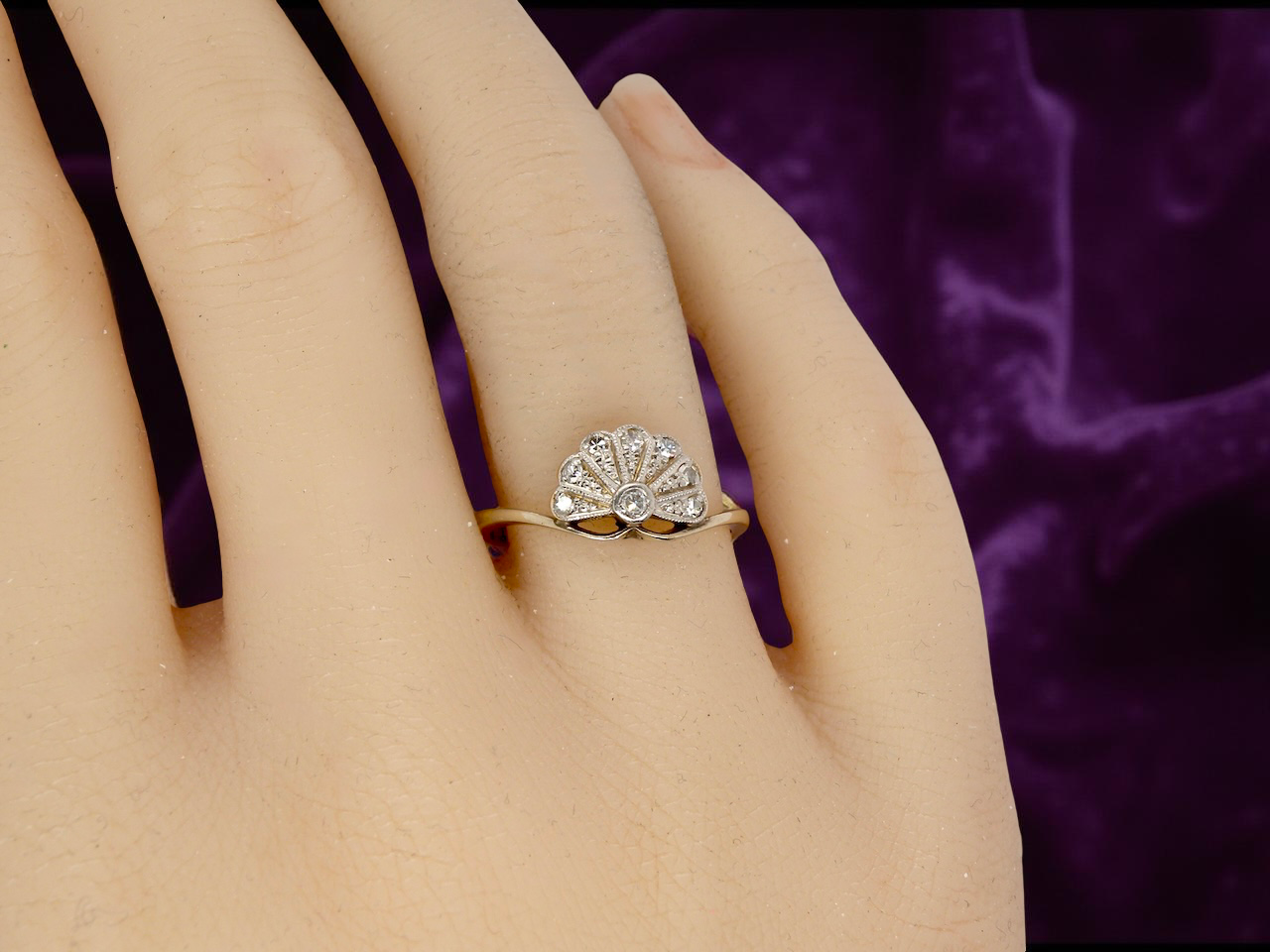 hand Edwardian Fan shaped Diamond Ring