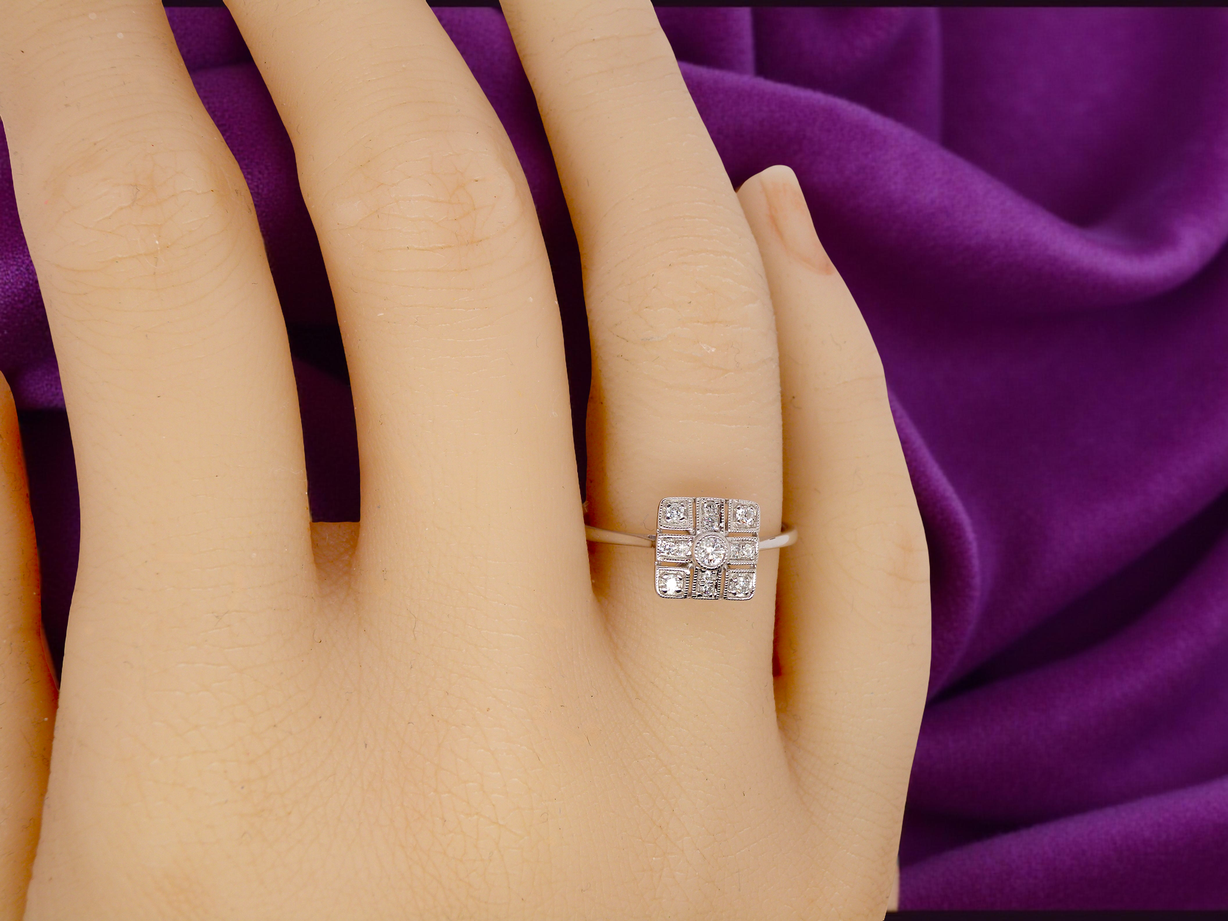 hand diamond cluster ring that is in the Art Deco style from the 1920s.