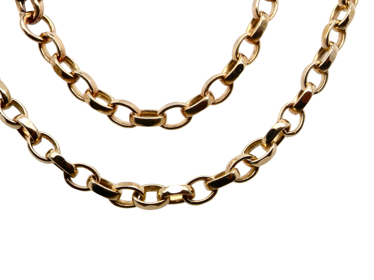 A heavy gold belcher neck chain