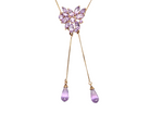 Necklace with pink gemstones on a white background