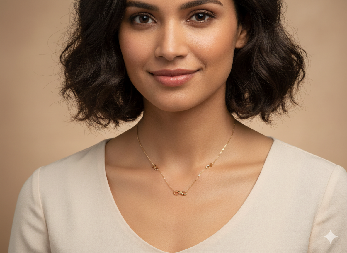 A 9 carat Gold Figure 8 Necklace – New, Elegant &amp; Lightweight