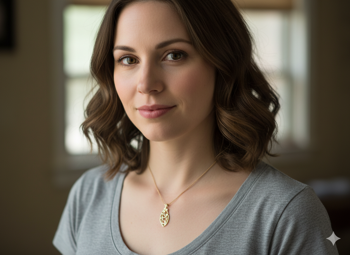 A 9 carat Gold Pendant with Vine Leaf Decoration Pattern