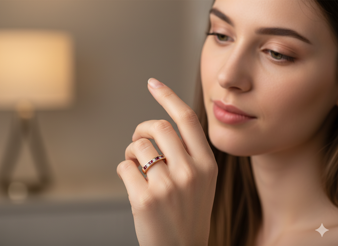 A 9 carat Yellow Gold Ruby &amp; Diamond Eternity Ring