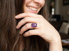 model A 9 carat gold* dress ring that is set with a substantial amethyst gemstone.
