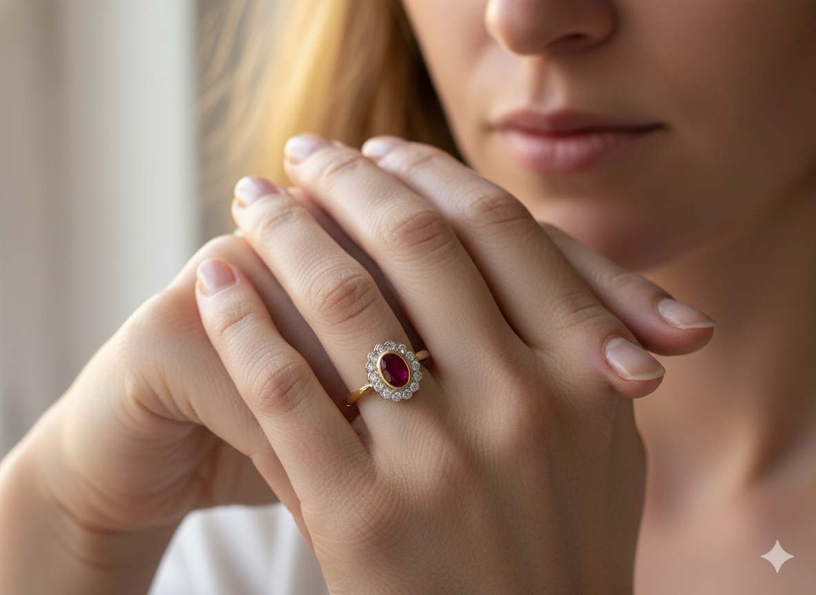 A Beautiful 1990s Ruby and Diamond Cluster Ring – London 1995