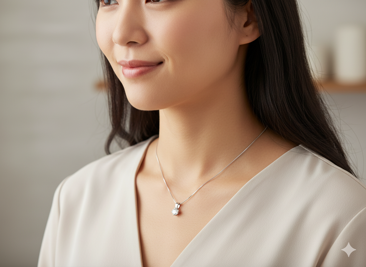 A Classic Platinum Solitaire Pendant