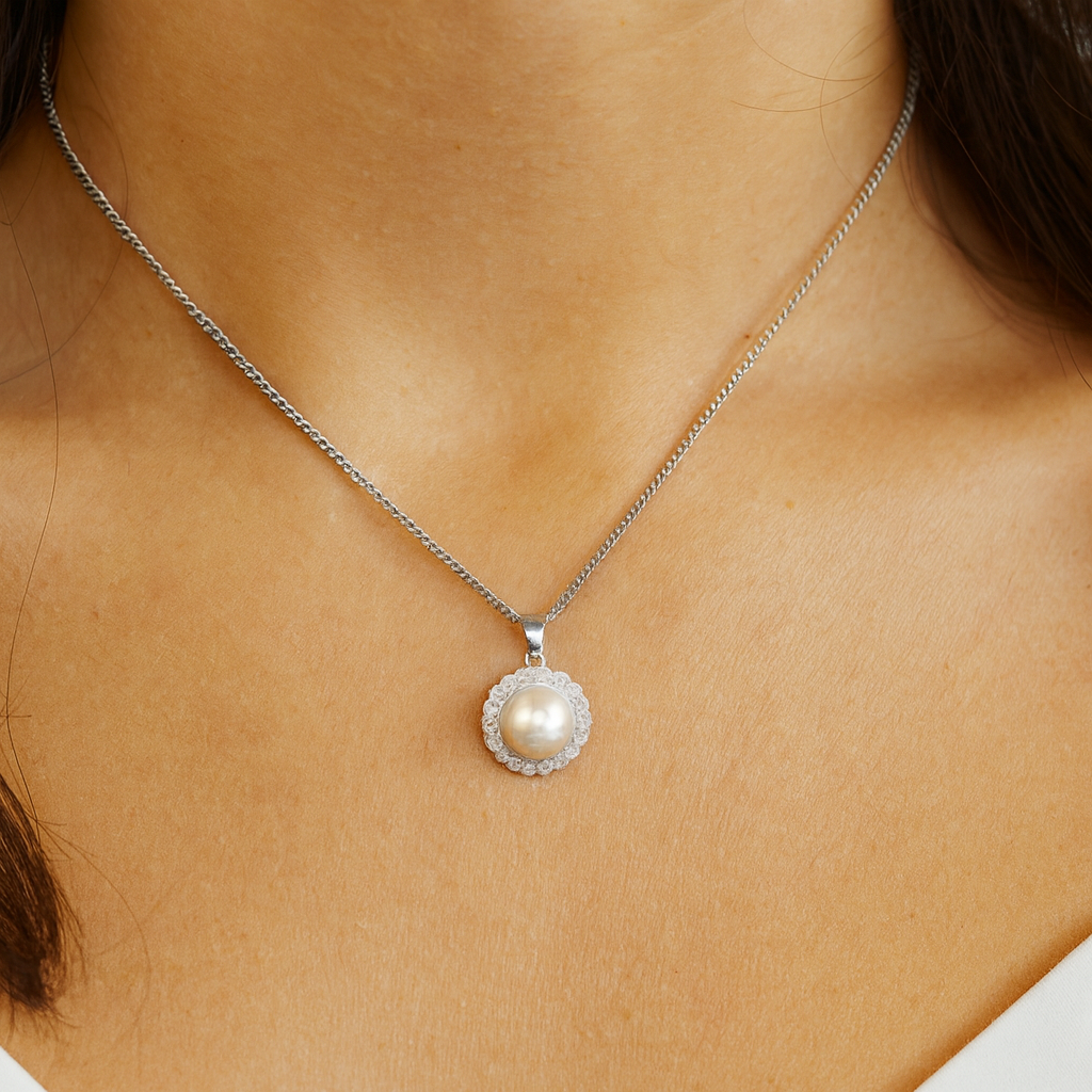 A Pearl and Diamond pendant
