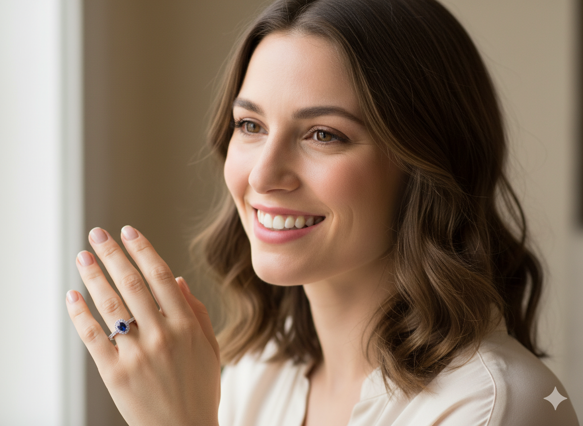 💙 A Platinum Sapphire and Diamond Cluster Ring