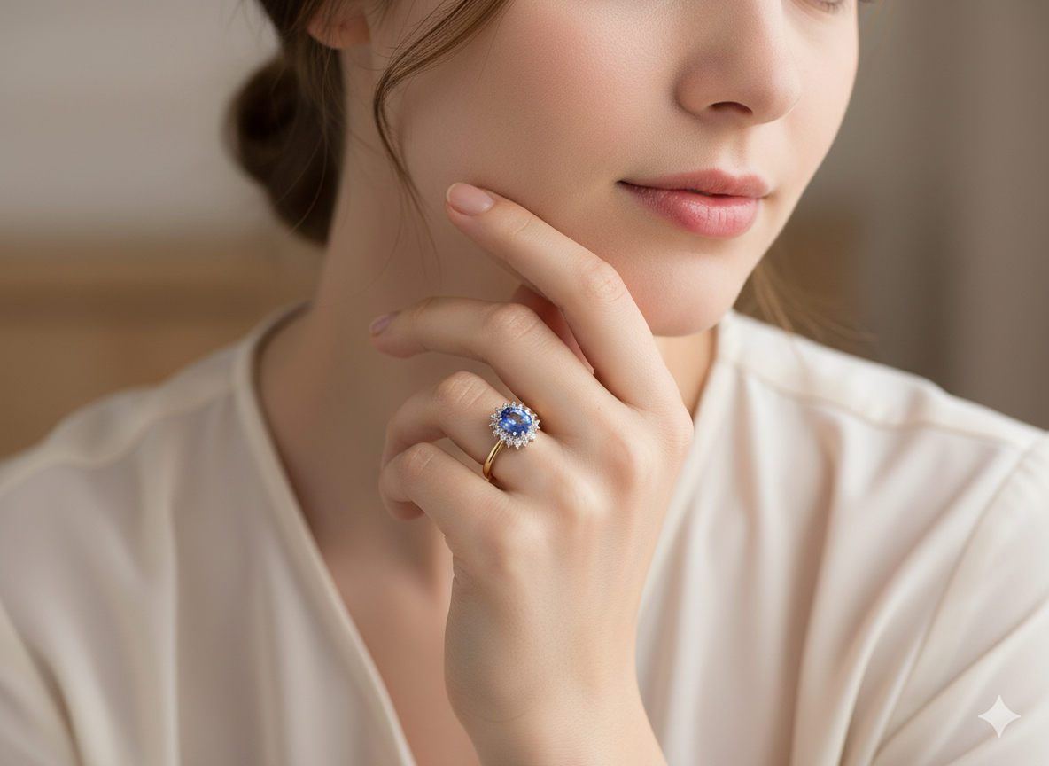 A Beautiful Tanzanite and Diamond Cluster Ring