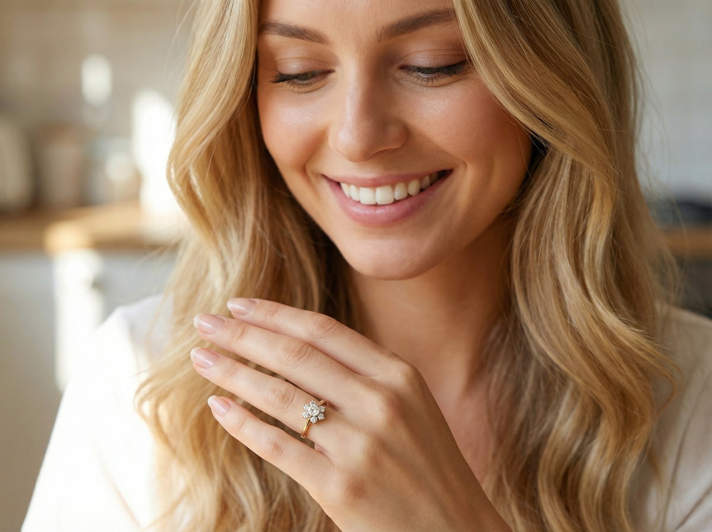 model A beautifully crafted vintage diamond cluster ring, dating to the 1960s, featuring a classic floral-inspired design that remains timeless and elegant.