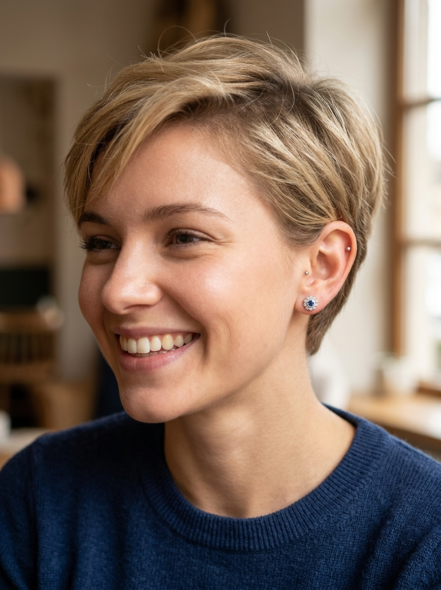 model  A fine pair of 18 carat white gold sapphire and diamond cluster earrings.

Each earring is set with a central round sapphire measuring approximately 3.4mm in diameter, estimated at 0.15ct, 