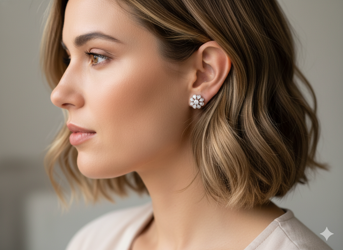 A pair of Art Deco Diamond Cluster Earrings (c.1920–1930)