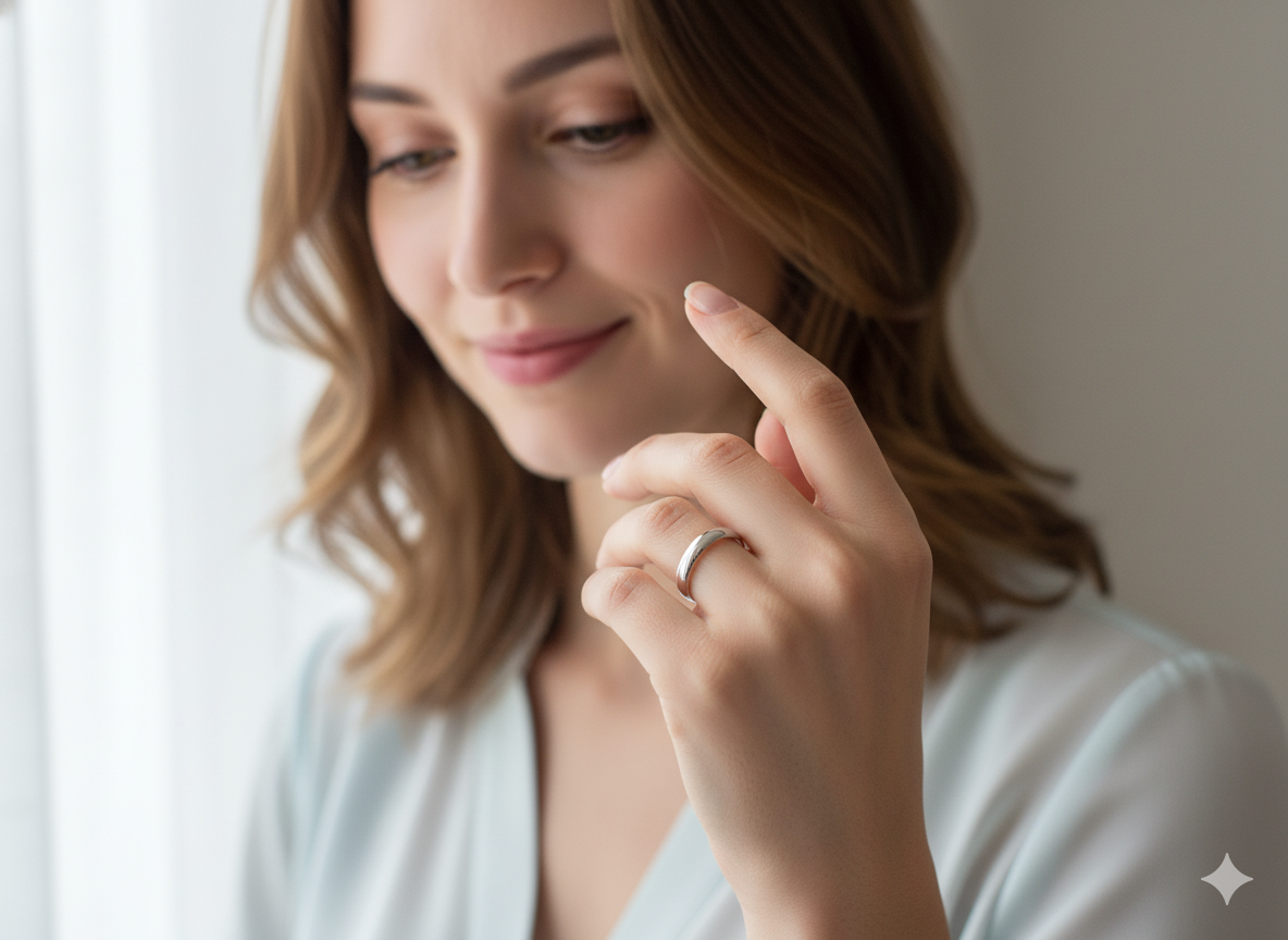 A white gold wedding ring