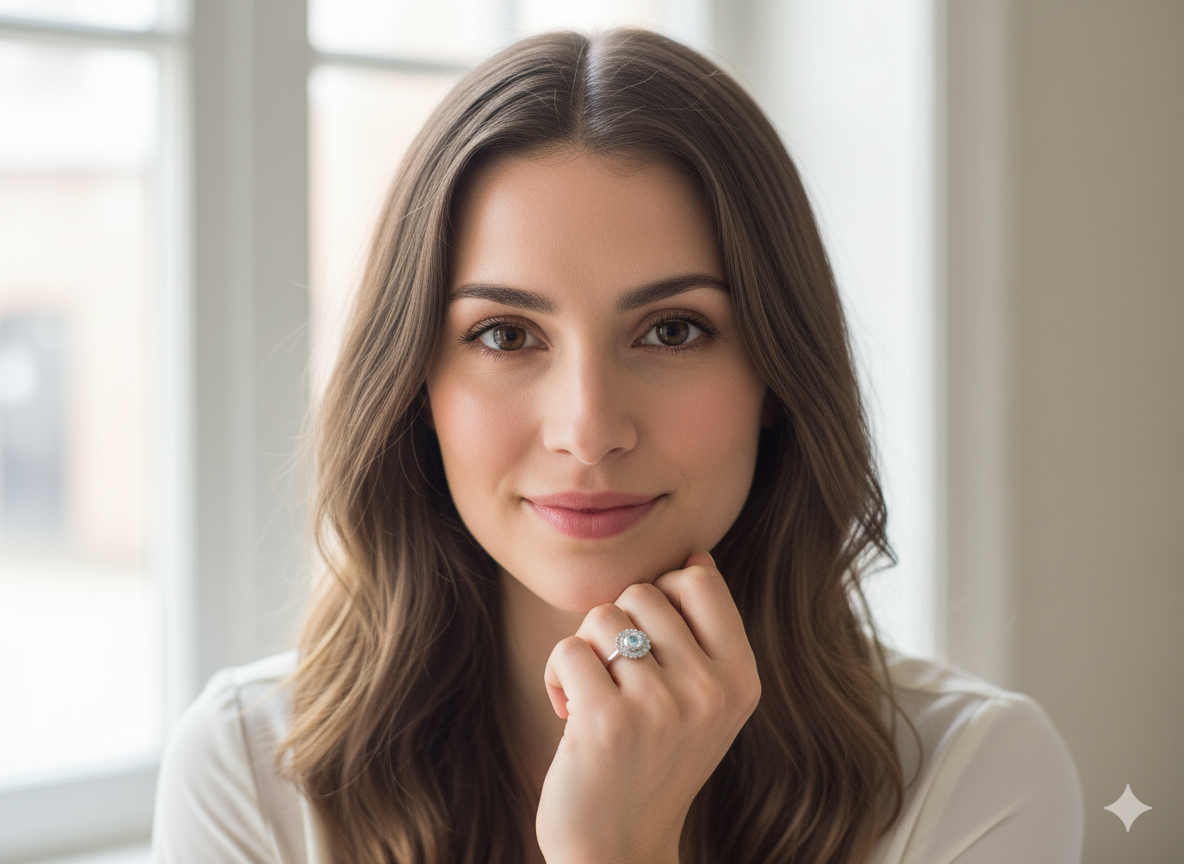 An aquamarine engagement Ring