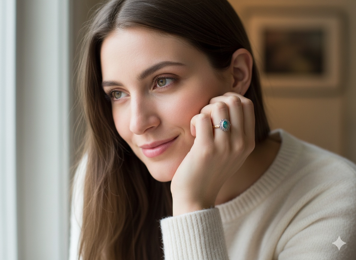 A fabulous Opal and Diamond cluster ring