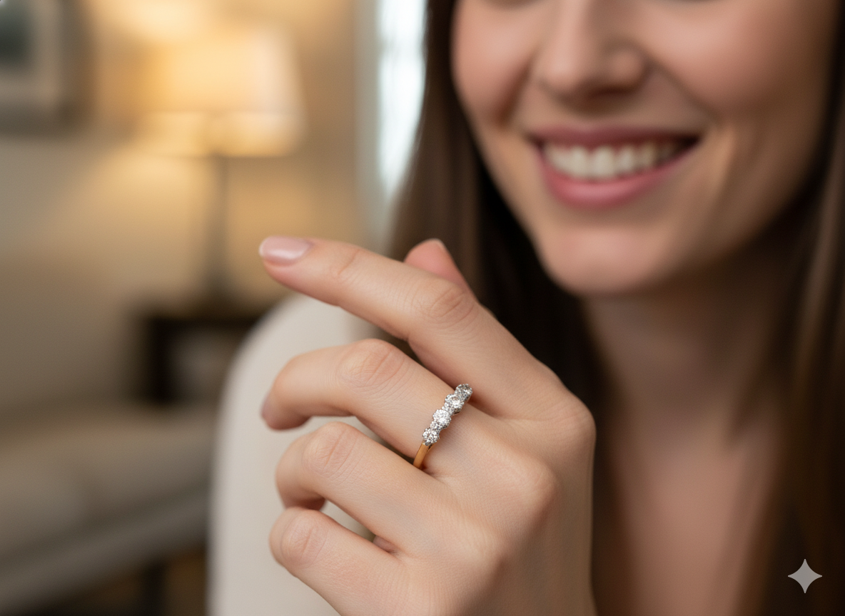 model An early 20th century ring set with diamonds. 