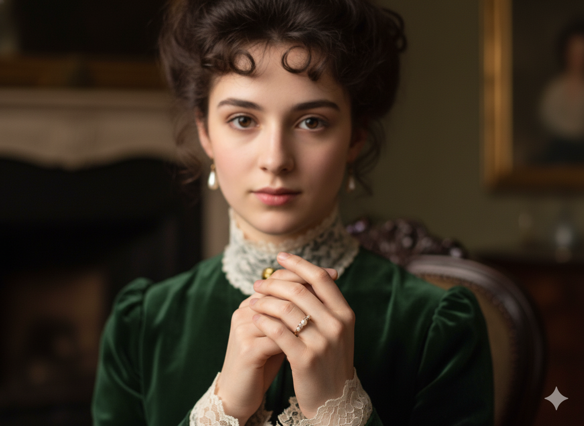 model An elegant Victorian 18 carat gold* dress ring, set with three cultured pearls 