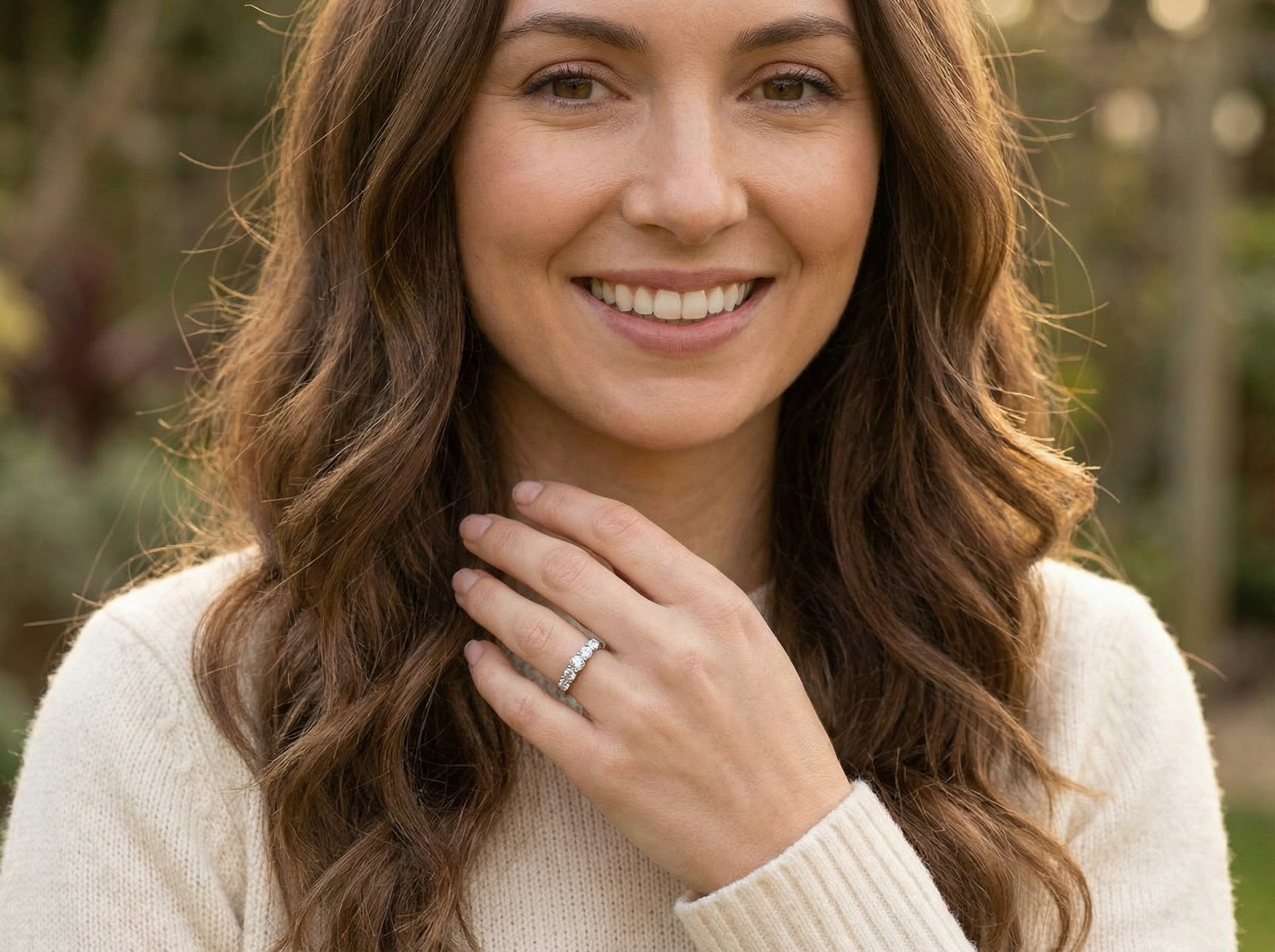 model An impressive early 20th-century ring set with five old brilliant-cut white diamonds.
