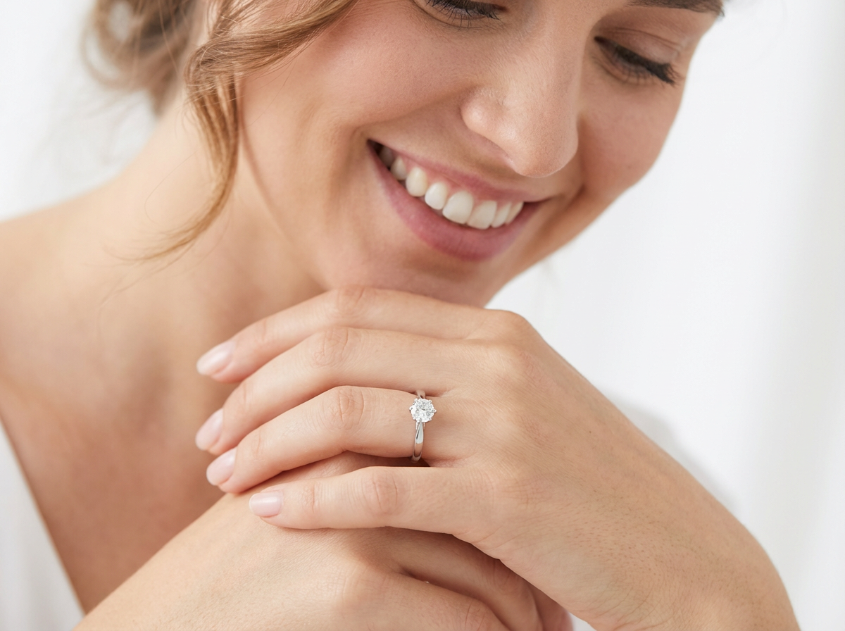 model An impressive platinum solitaire ring set with a modern brilliant-cut white diamond.