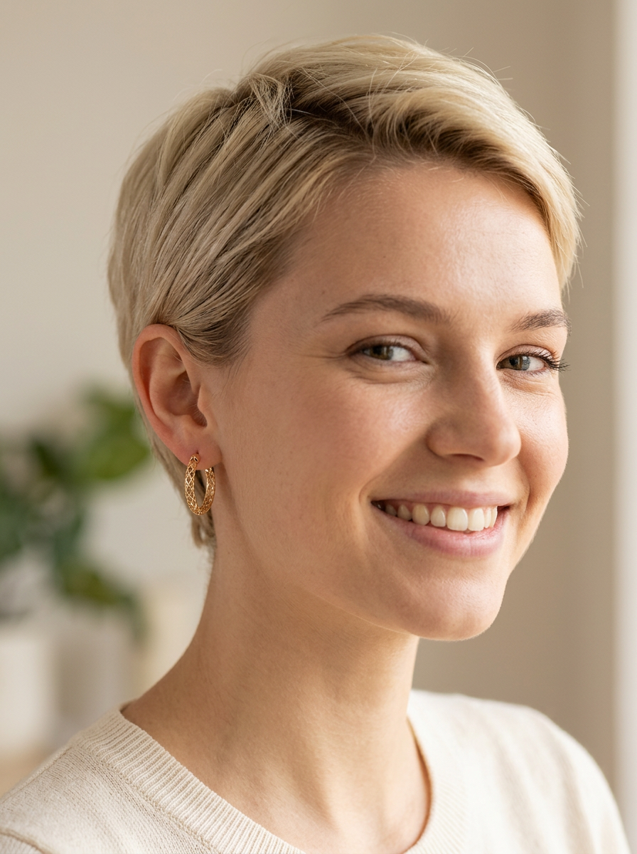 model with A large pair of 9 carat gold hoop earrings

Diameter 35mm, 