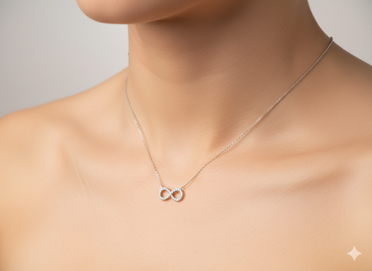 An 18 carat white gold Diamond 'Infinity' pendant