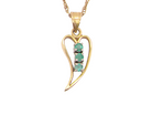 open-heart pendant,set with three emeralds,