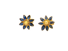 pair of vintage daisy-shaped earrings, each beautifully set with marquise-cut sapphires.