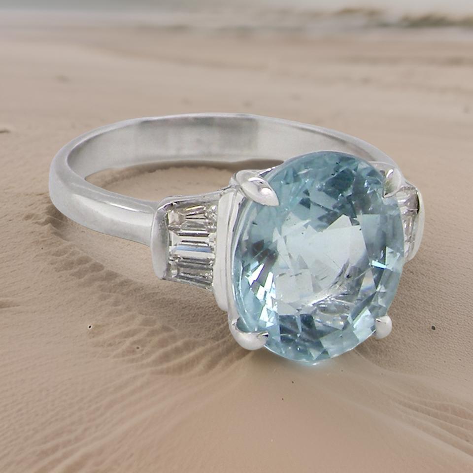 Fine Aquamarine and Diamond ring