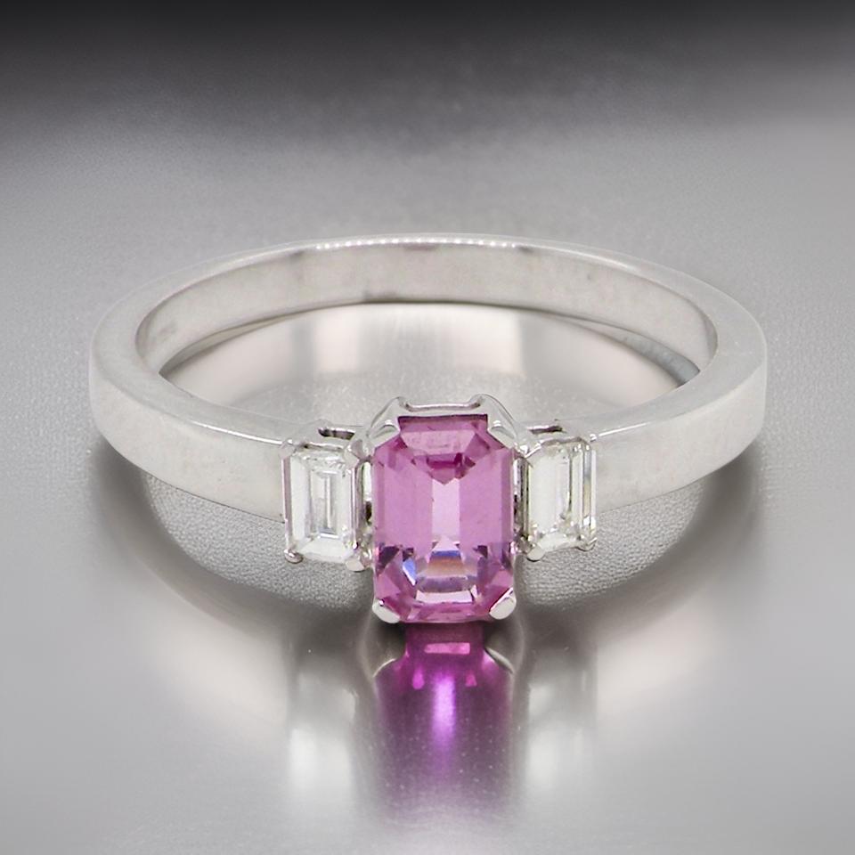 Pink Sapphire and Diamond Ring