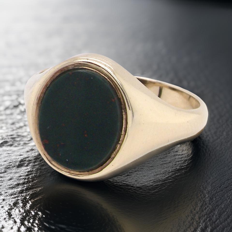 gold bloodstone signet ring