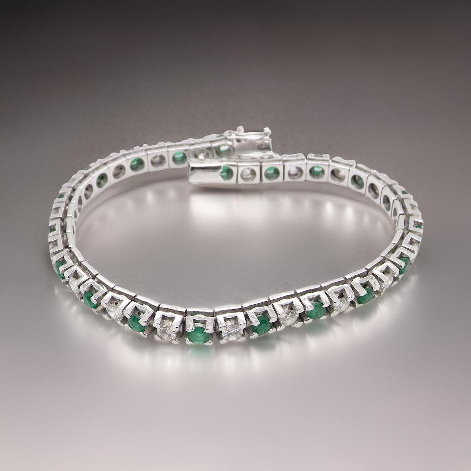 Emerald and Diamond line bracelet