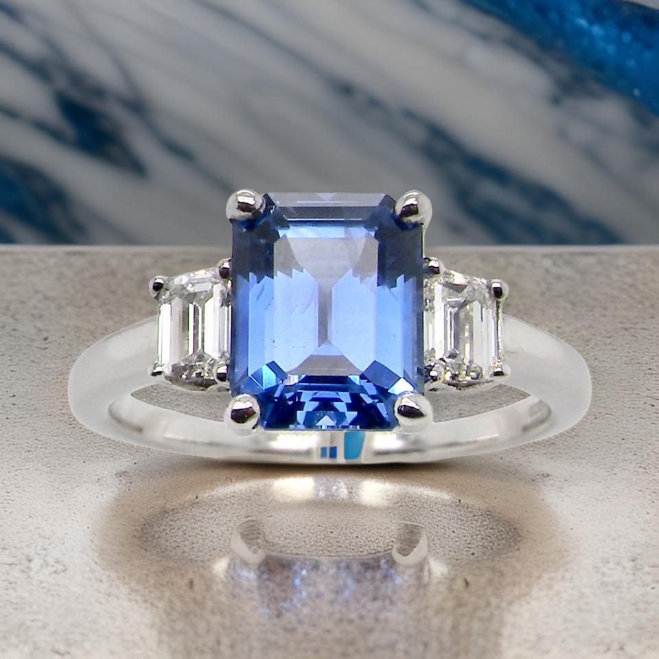 3 stone Sapphire and Diamond Ring