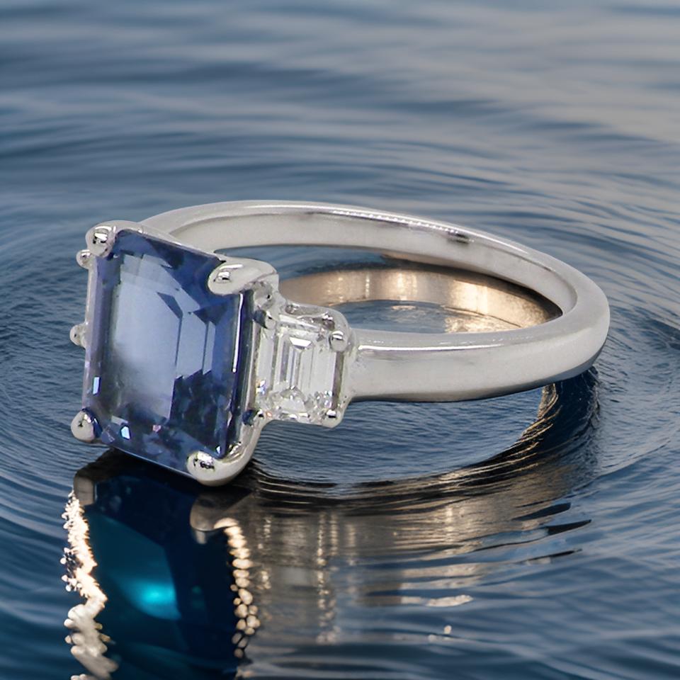 three stone Sapphire and Diamond Ring