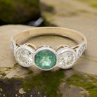  Emerald and Diamond three stone ring