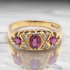 vintage style ruby and diamond ring