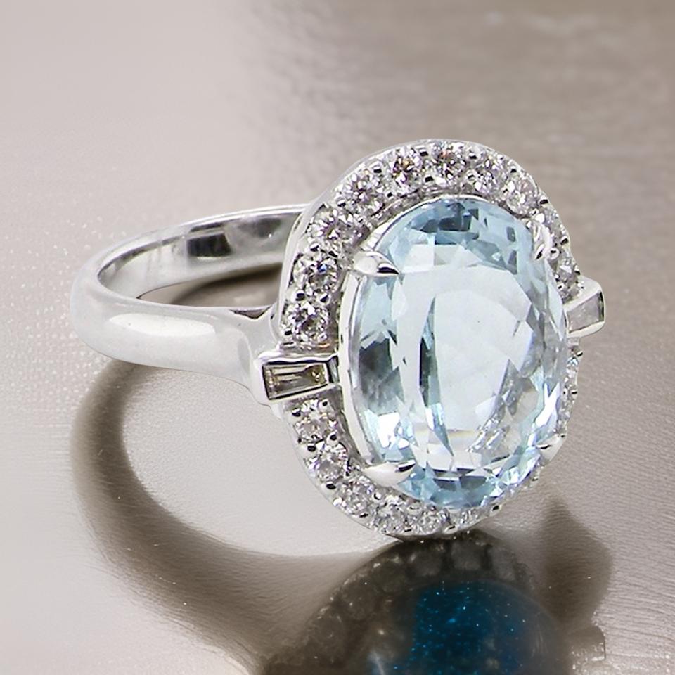 An  Aquamarine and Diamond Ring