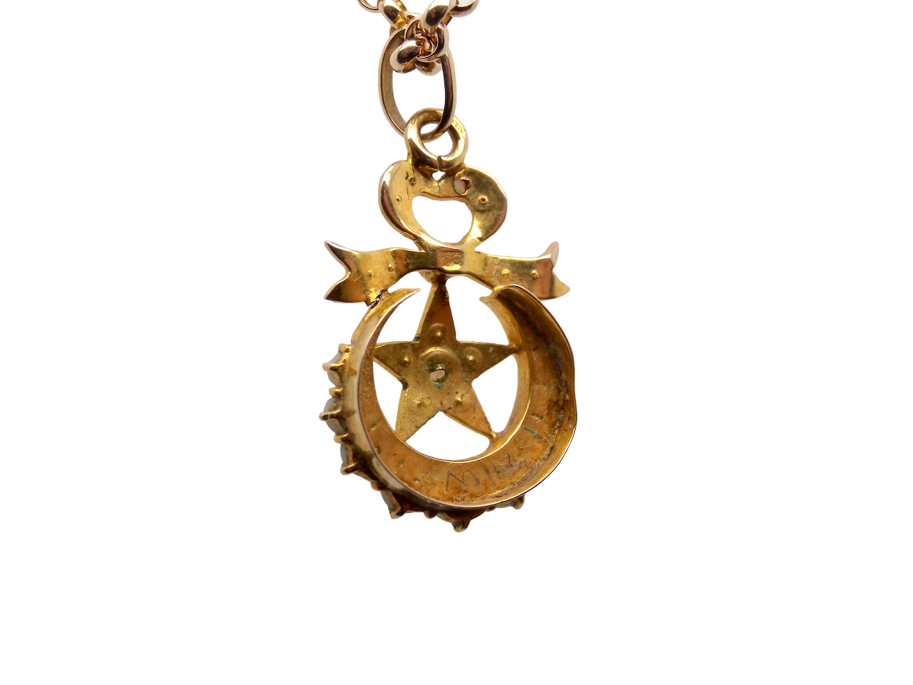 rear A beautiful antique Victorian pendant featuring opals and pearls.