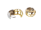 rear A fine pair of cuff style hoop earrings. The front part is 18 carat white gold * set with seven small white diamonds, 