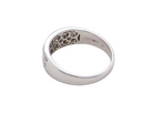 rear A lovely 18 carat white gold half hoop ring. Set with a middle row of nine bright white brilliant cut diamonds, graduate from 2.2mm to 2.6mm. The top and bottom rows are also set with small diamonds.