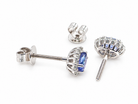 rear A pair of 18 carat white gold cluster earrings.&nbsp;

Features an oval tanzanite gemstone,