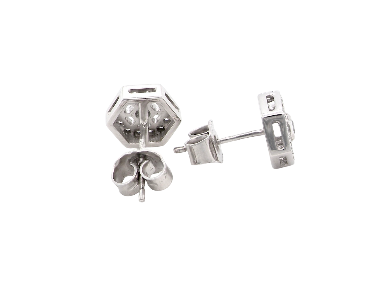 A pair of hexagonal Diamond Earrings