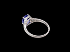 rear A pretty 18 carat white gold ring that features an AAA Tanzanite gem stone. Displaying tones of purple and lilac the stone is oval cut at around 8x6mm (1.47 carat approx)