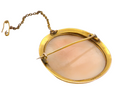 rear A timeless classic cameo brooch. The shell is hand carved&nbsp; with a classical Romanesque female figure.&nbsp;
