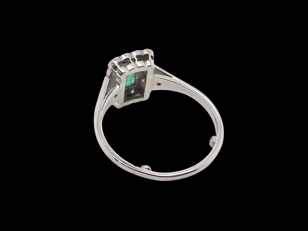 rear A vintage Emerald and Diamond Cluster ring