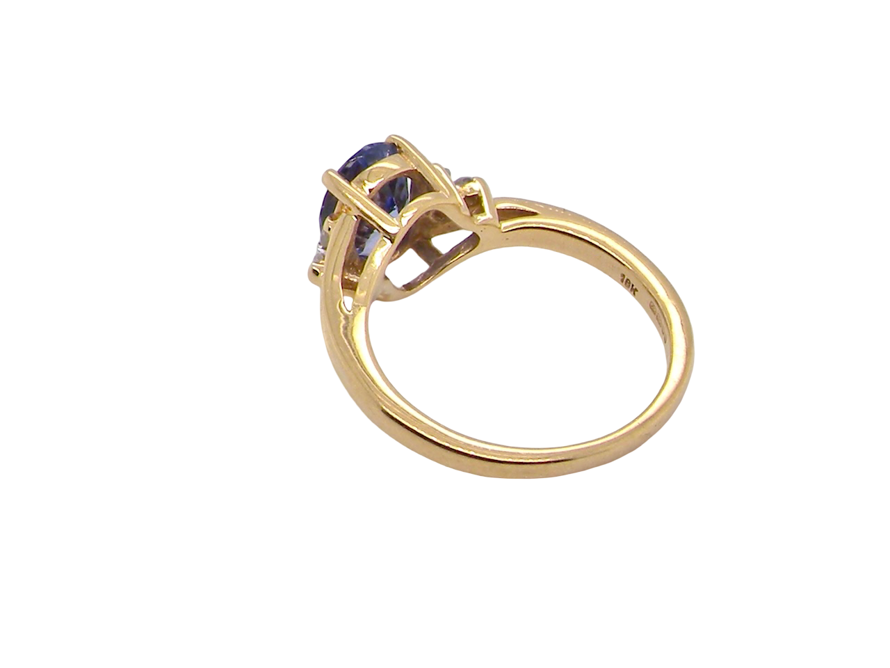A Yellow Gold Tanzanite and Diamond Ring
