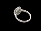 rear An elegant Art Deco–style cluster ring of plaque design, centred with a square step-cut emerald measuring approximately 4.5 × 4.5 mm (estimated 0.40 carats). The emerald displays a vibrant, lively green colour and is beautifully framed by diamonds.