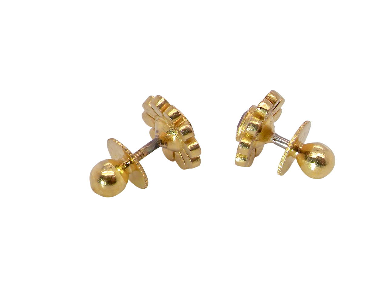 rear An exceptional pair of ruby earrings.Each earring is centred with a cushion-shaped ruby measuring approximately 3.6–3.8mm, 