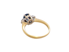 rear The iconic trilogy ring, featuring an oval cut sapphire centre stone, with a pleasing mid blue hue set into four claws, 7x5mm (0.75 carats est)